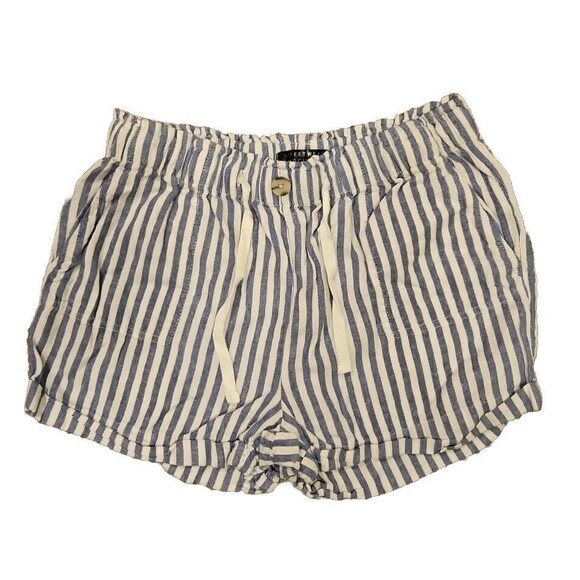Streetwear Society Shorts Womens L Large Blue White Striped Drawstring Pockets - Picture 1 of 9